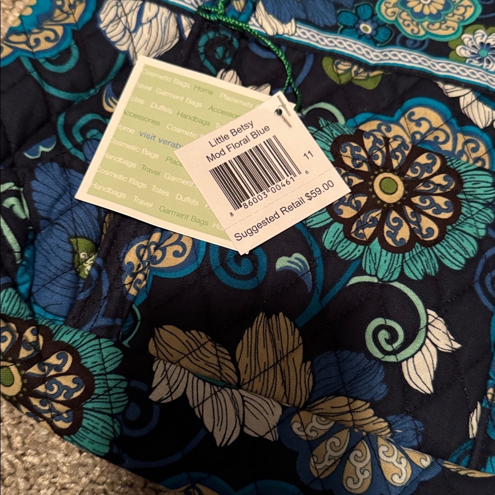 NWT Vera Bradley Mod Floral Blue Little Betsy Bag - Picture 3 of 5